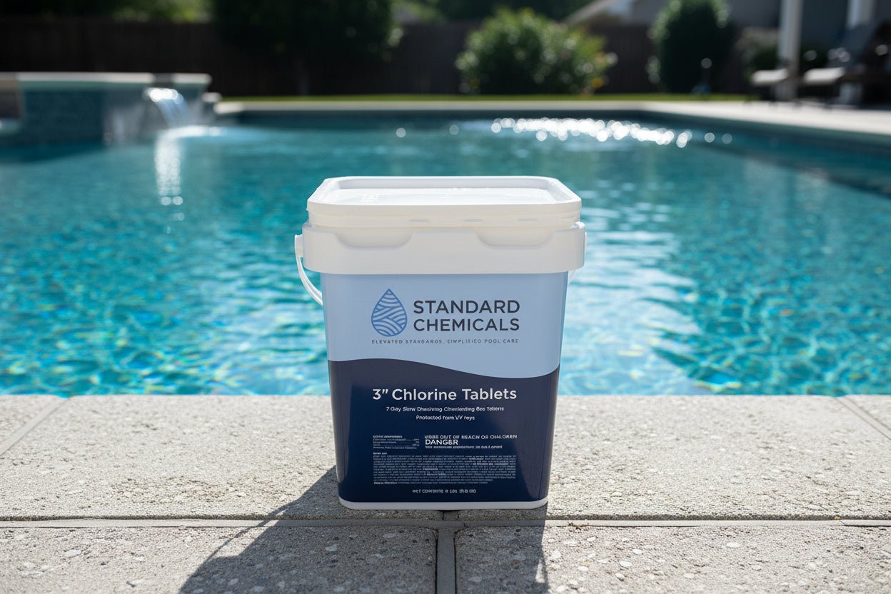 3″ Chlorine Tablets, 18LB Bucket of Slow - Dissolving Tablets. - Standard Chemicals
